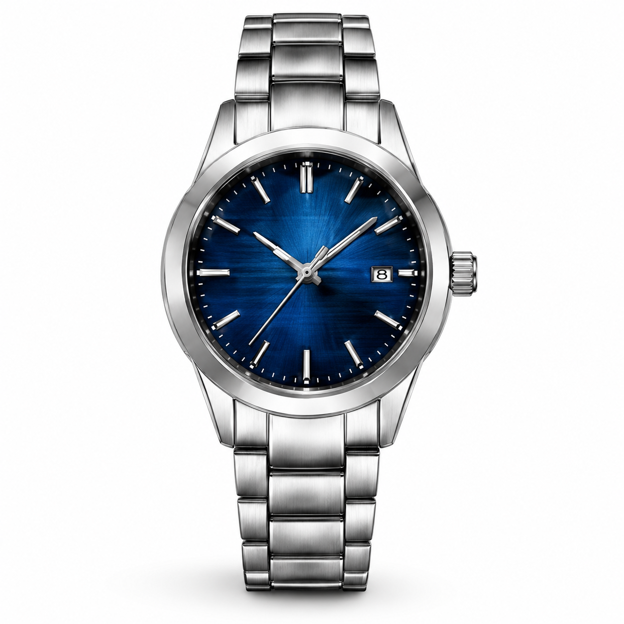 Reloj de acero con esfera azul